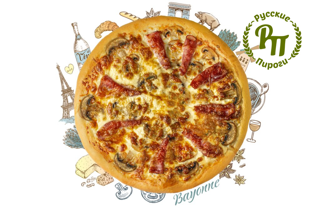 Байонская пицца с ветчиной и грибами