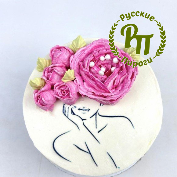 Бенто торт «Девушка-пион»