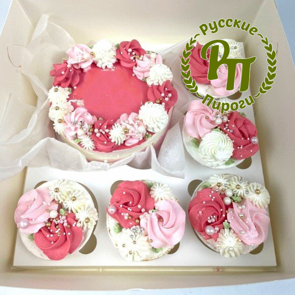 Бенто торт и капкейки «Цветочные»