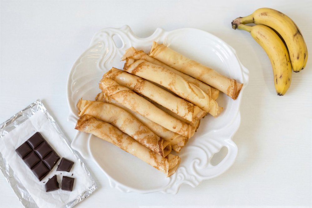 Блинчики с бананом и шоколадом 10 шт