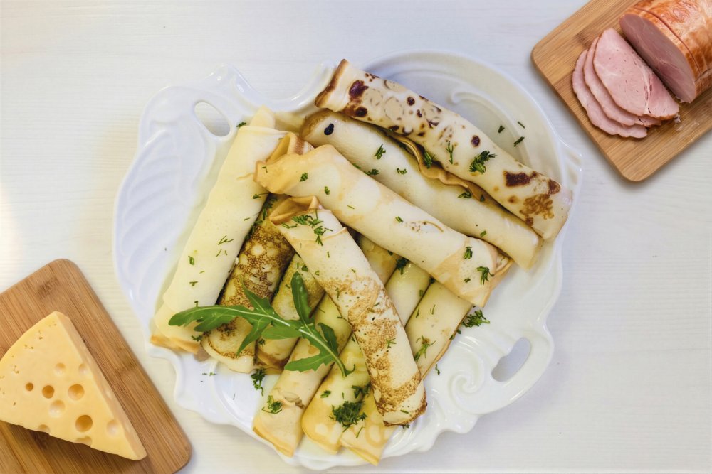 Блинчики с ветчиной и сыром 10 шт