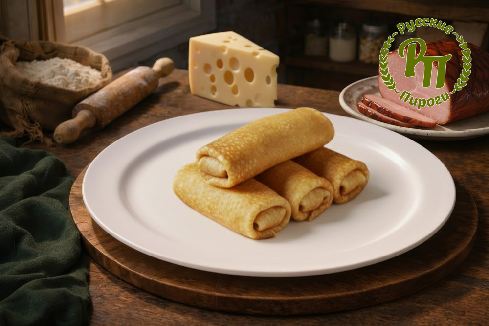 Блинчики с ветчиной и сыром 4 шт