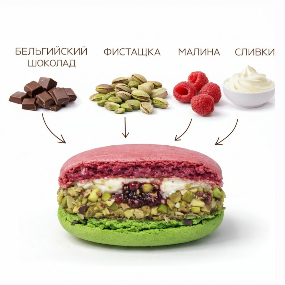 Большой макарон "Фисташка Малина"