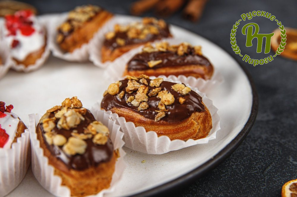 Эклеры "Нежные" с фирменным кремом "Дилос" под шоколадной глазурью 10 шт