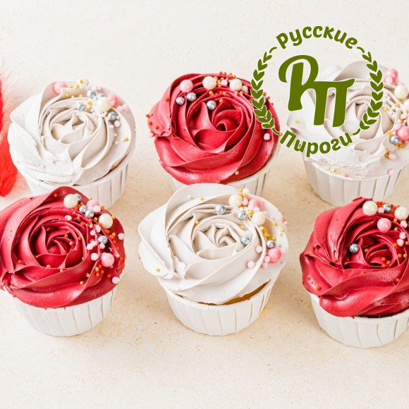 Капкейки «Красные и белые розы»