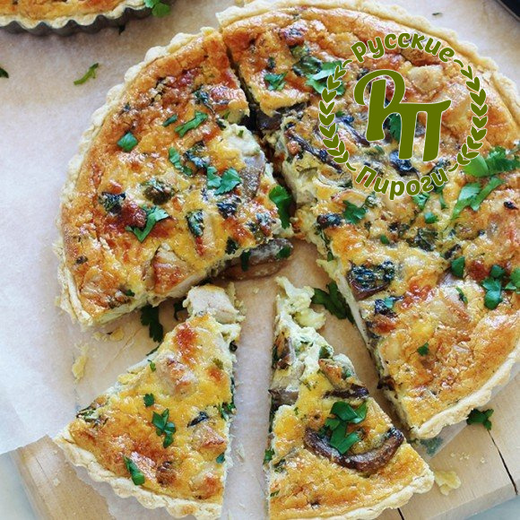 Киш с курицей и шампиньонами