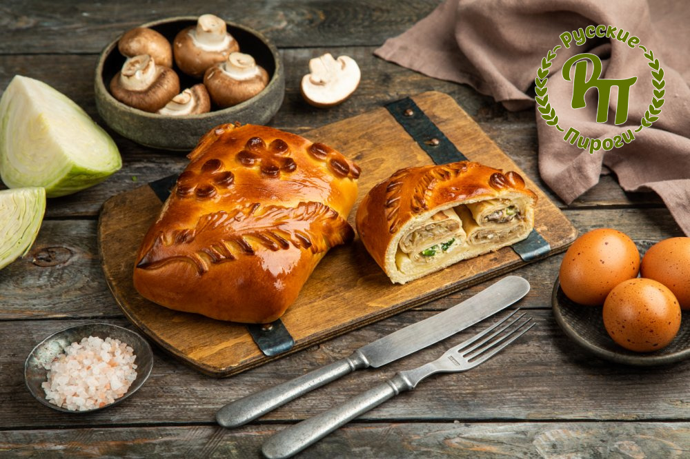 Кулебяка с капустой и грибами