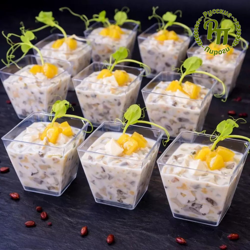 Мини трайфлы "Сливочная курочка с грибами"