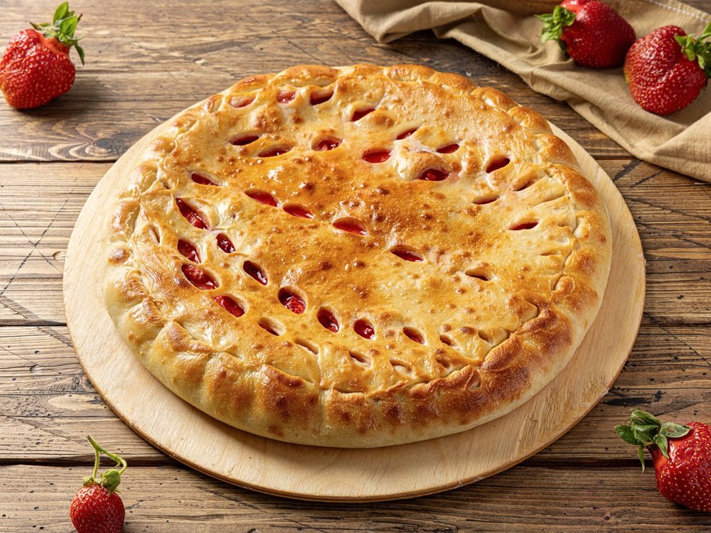 Осетинский пирог с клубникой и бананом