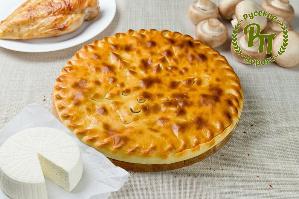 Осетинский пирог с курицей, грибами и сыром