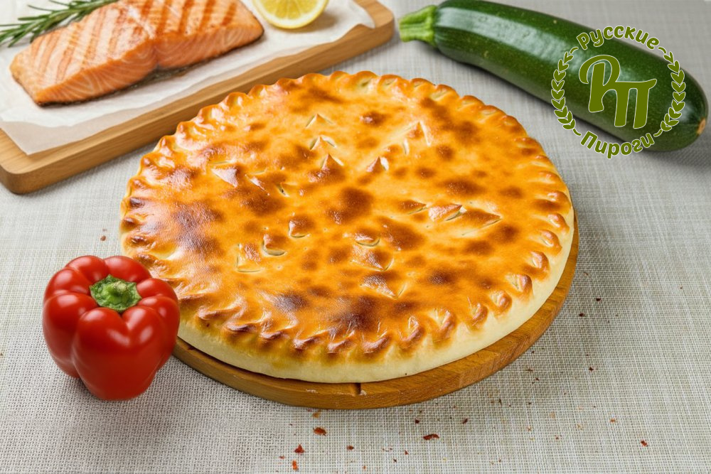 Осетинский пирог с лососем и овощами