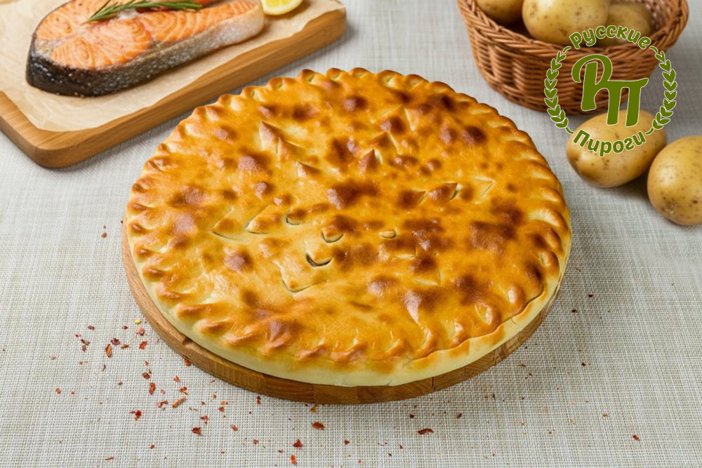 Осетинский пирог с семгой и картошкой