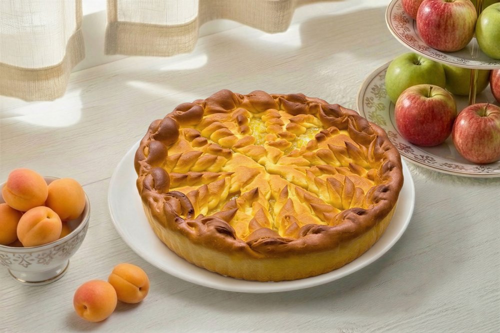 Пирог с абрикосом и яблоком