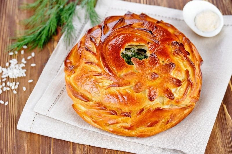 Пирог с курицей и рисом