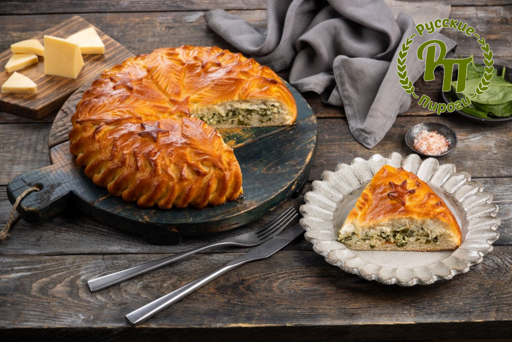 Пирог с творогом, шпинатом и зеленью