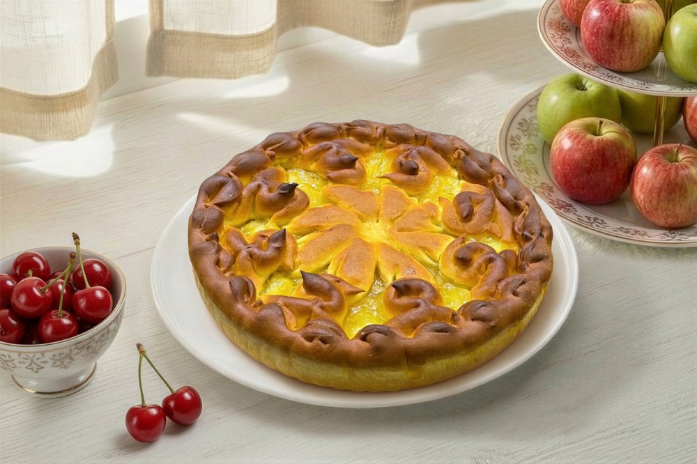 Пирог с вишней и яблоком