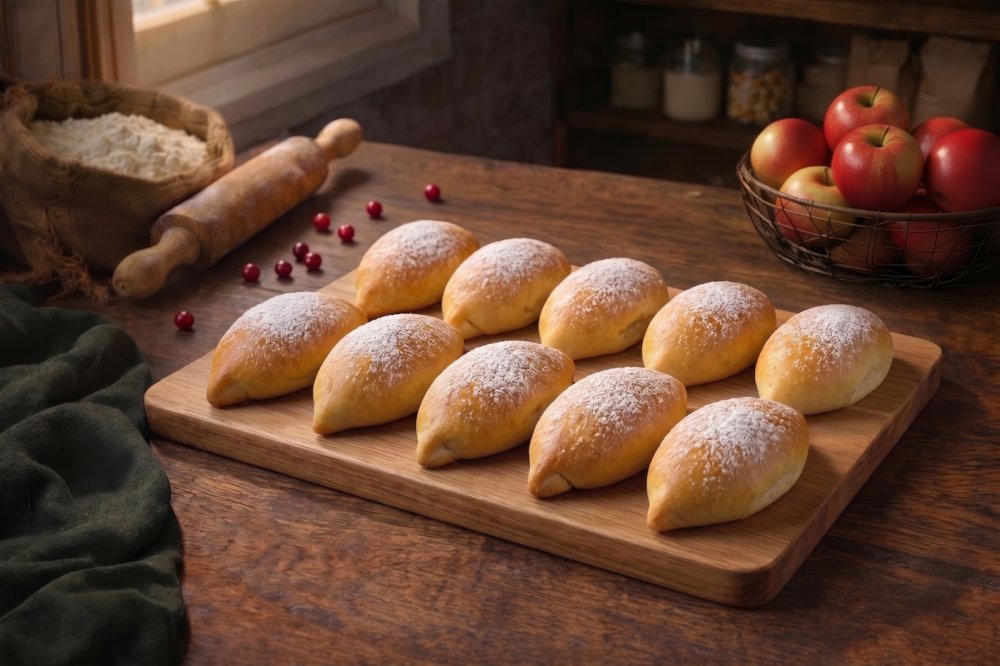Пирожки с брусникой и яблоками 400гр