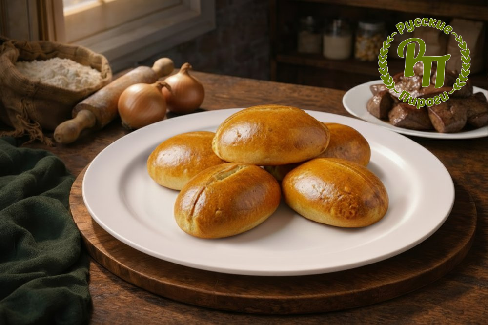 Пирожки с печенью и луком 5 шт