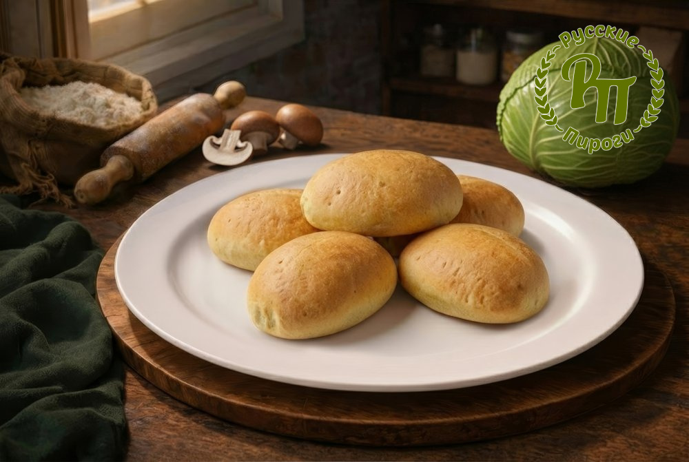 Постные пирожки с капустой и грибами 5 шт