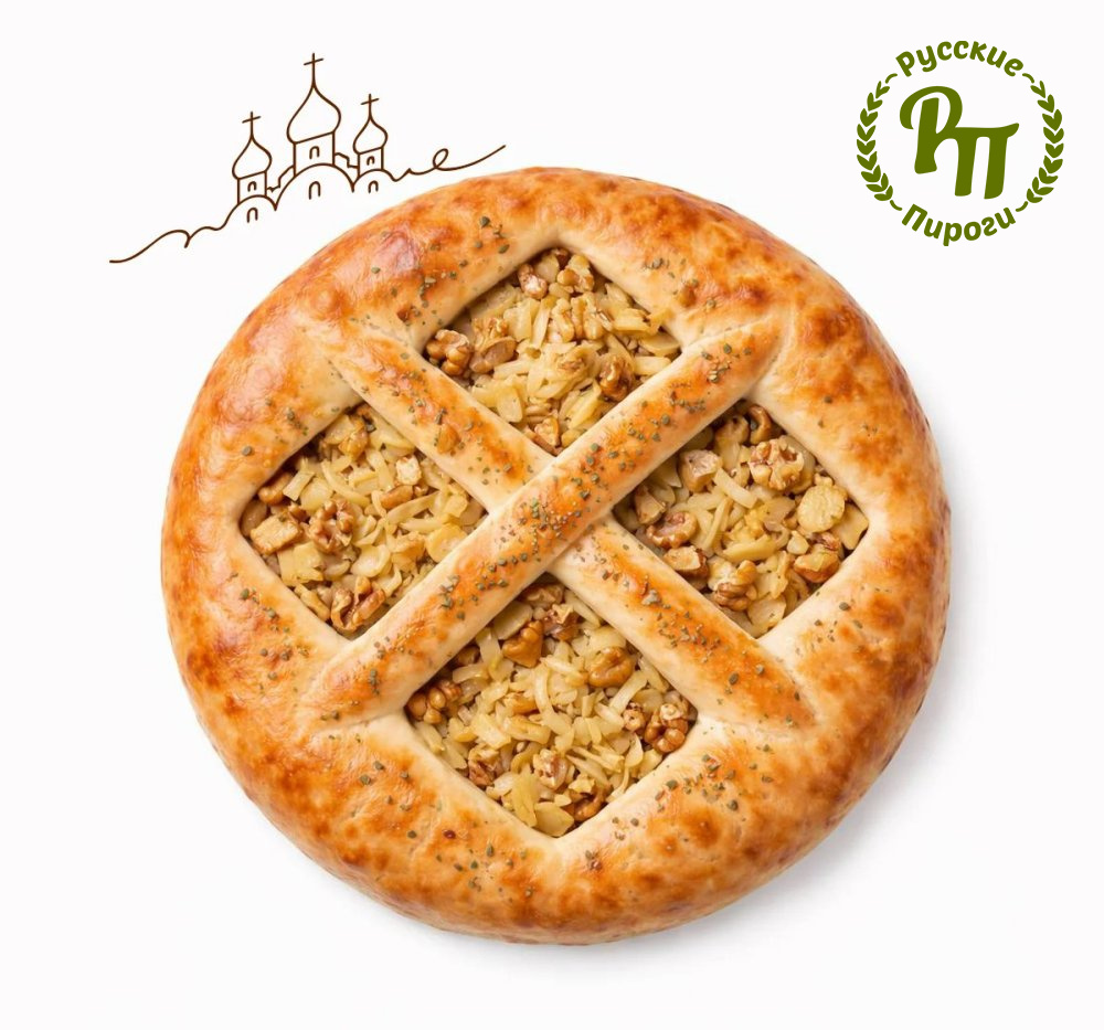 Постный пирог с капустой и орехами