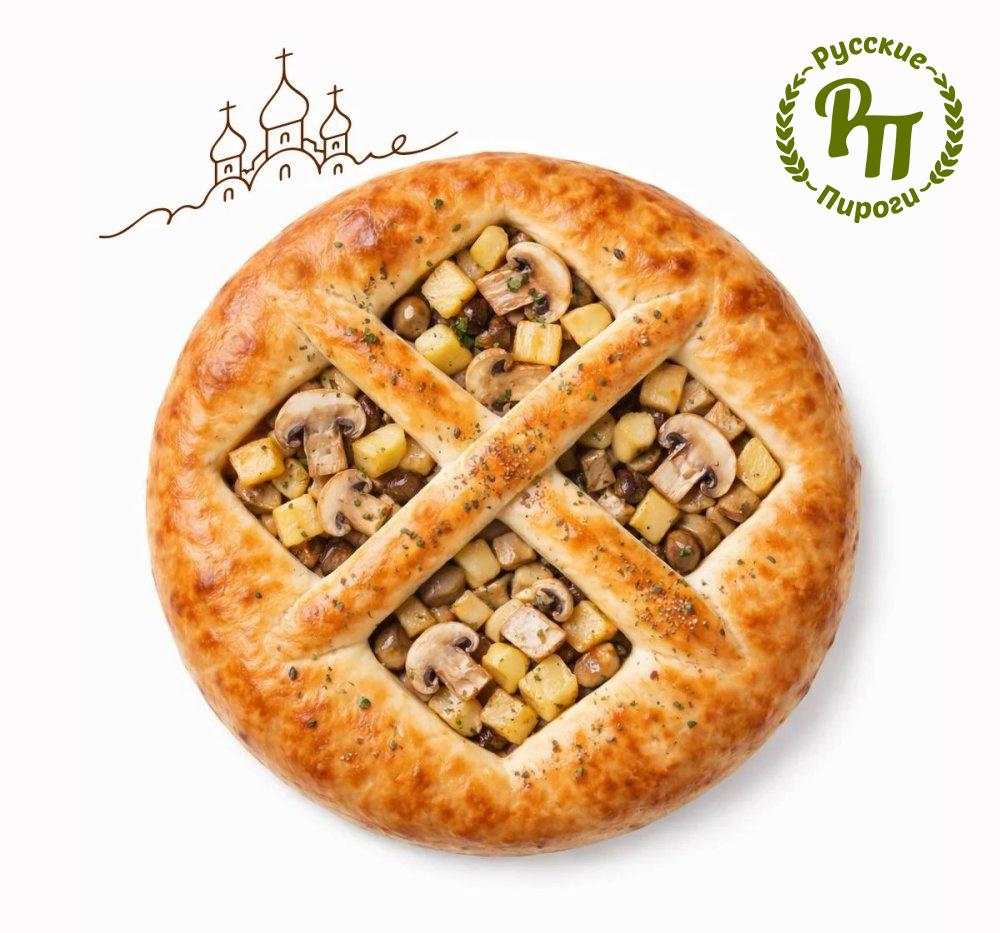 Постный пирог с картофелем и грибами