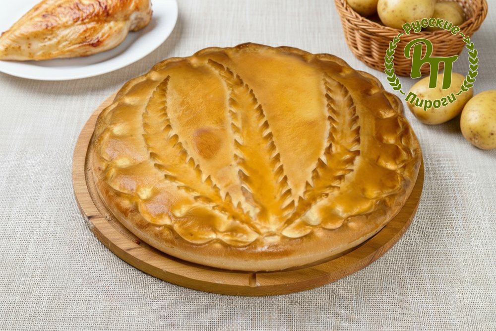 Сдобный пирог с куриной грудкой и картофелем