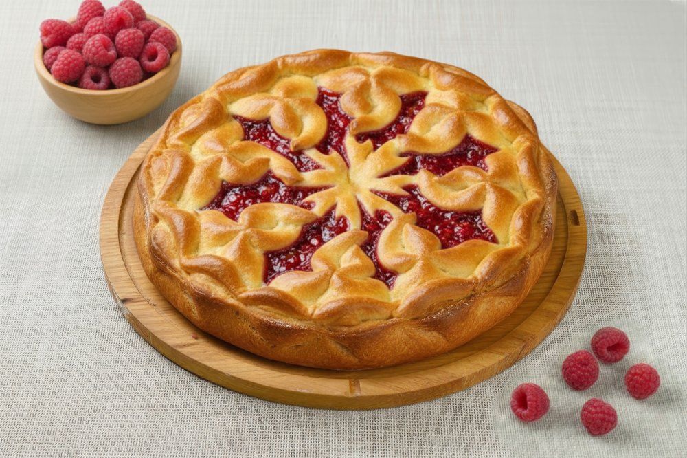 Сдобный пирог с малиной