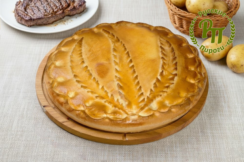 Сдобный пирог с мясом и картофелем