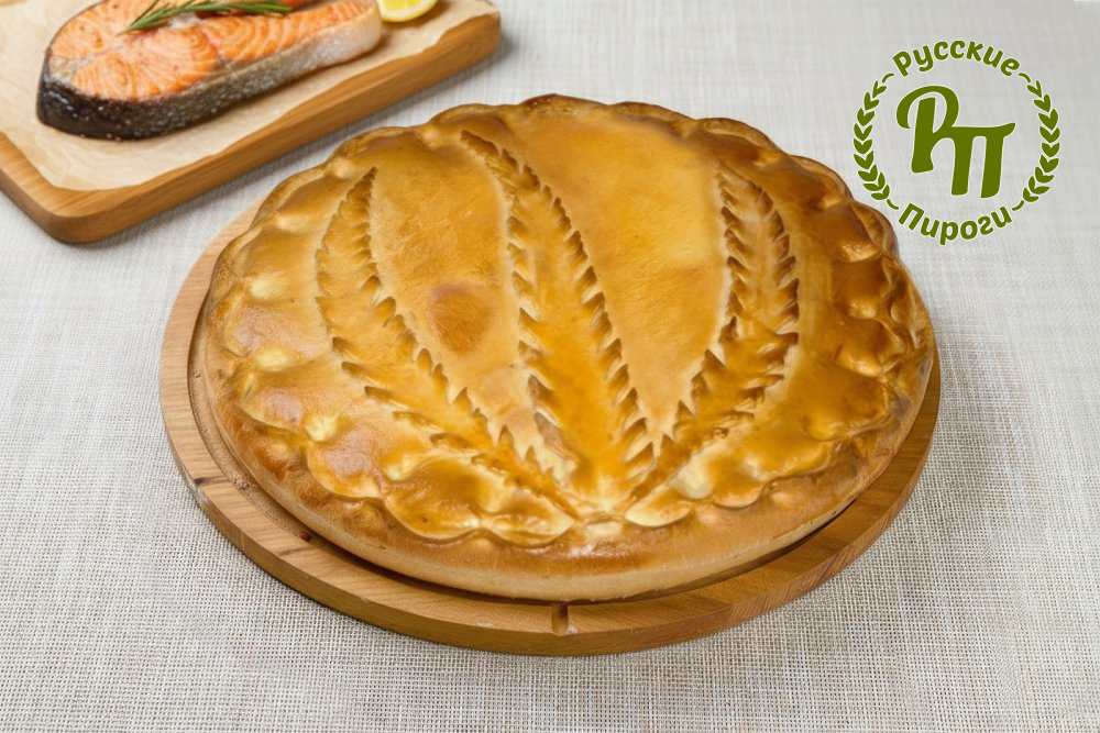 Сдобный рыбный пирог с семгой