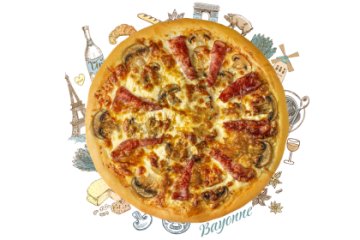 Байонская пицца с ветчиной и грибами