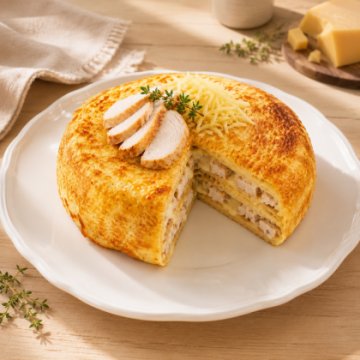 Блинный торт с курицей и сыром