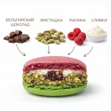 Большой макарон "Фисташка Малина"