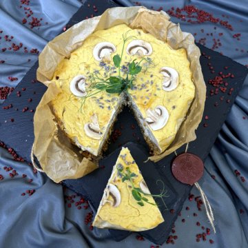 Чизкейк с грибами и курой