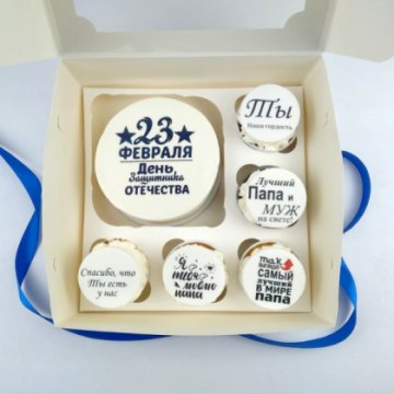 Набор 2 бенто торт и капкейки "С праздником"