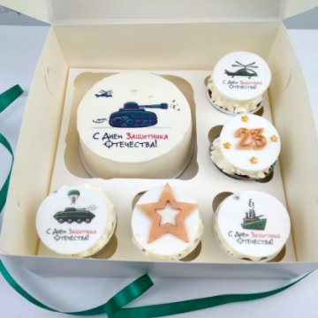 Набор бенто торт и капкейки "С праздником"