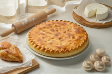 Осетинский пирог с курицей, грибами и сыром 