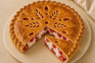 Пирог с клубникой и творогом, 1 шт.