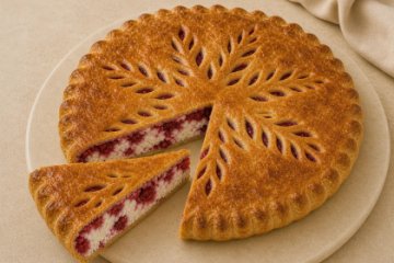 Пирог с малиной и творогом, 1 шт.