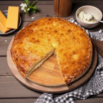 Пирог с творогом и сыром
