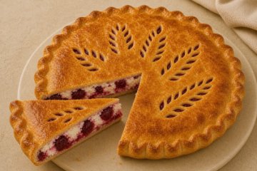 Пирог с вишней и творогом, 1 шт.