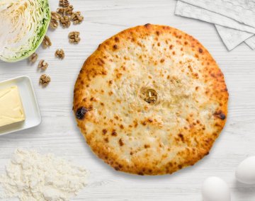 Постный осетинский пирог с Капустой и Грецким Орехом
