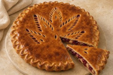Сладкий пирог с яблоком и вишней, 1 шт.