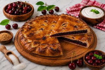 Сладкий пирог с вишней, 1 шт.