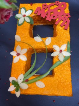 Торты «Цифры» из мяса и рыбы