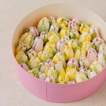 Зефирные тюльпаны в коробке «Жёлтые»