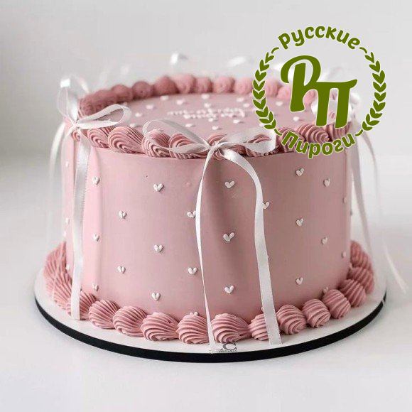 Торт «Пыльная роза с лентами»