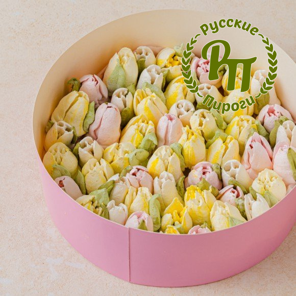 Зефирные тюльпаны в коробке «Жёлтые»